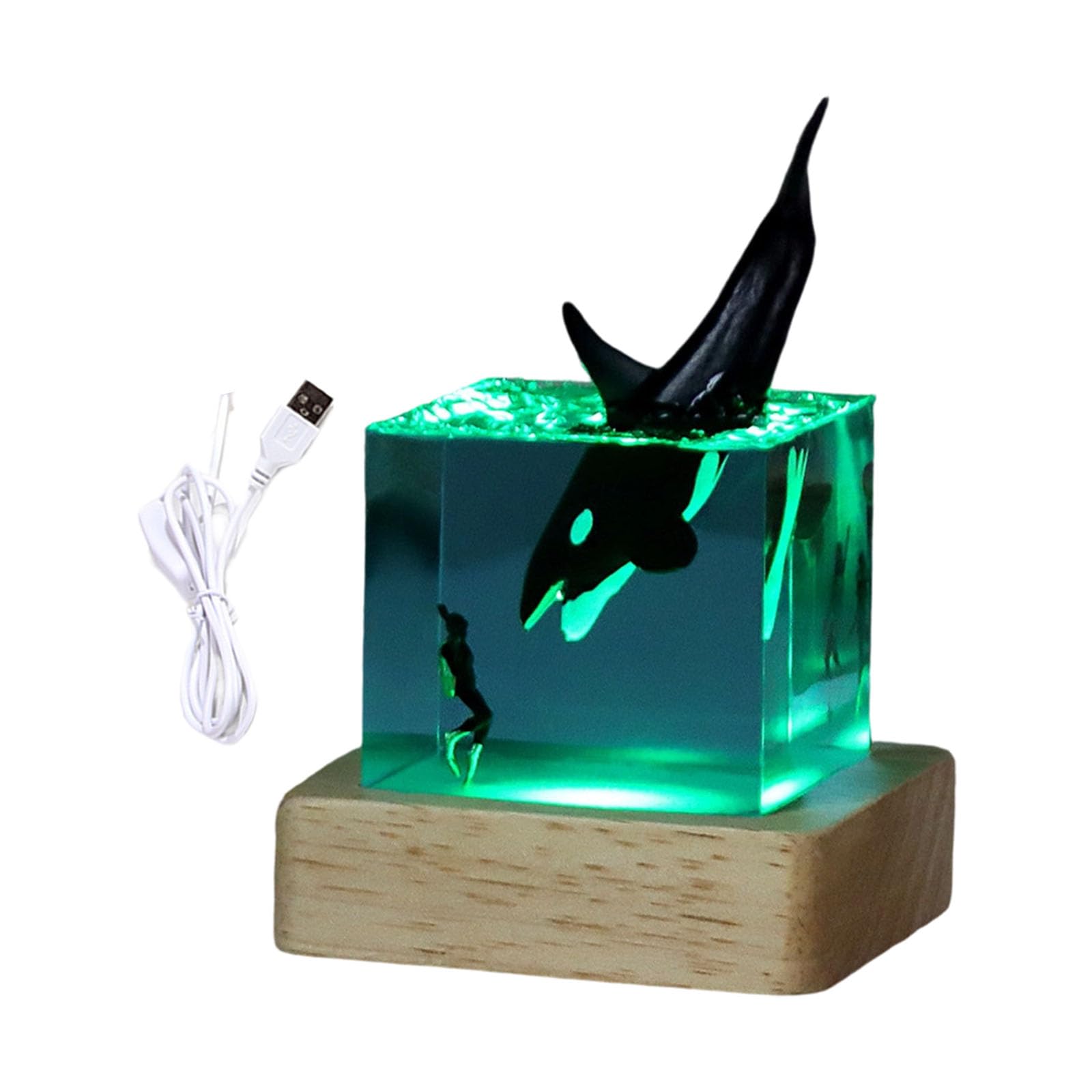 Elnwnnkc Decorative Figure Night Light with LED Bedroom Mood Lighting Resin Texture Perfect for Gift Giving Resin Whale Decor Light