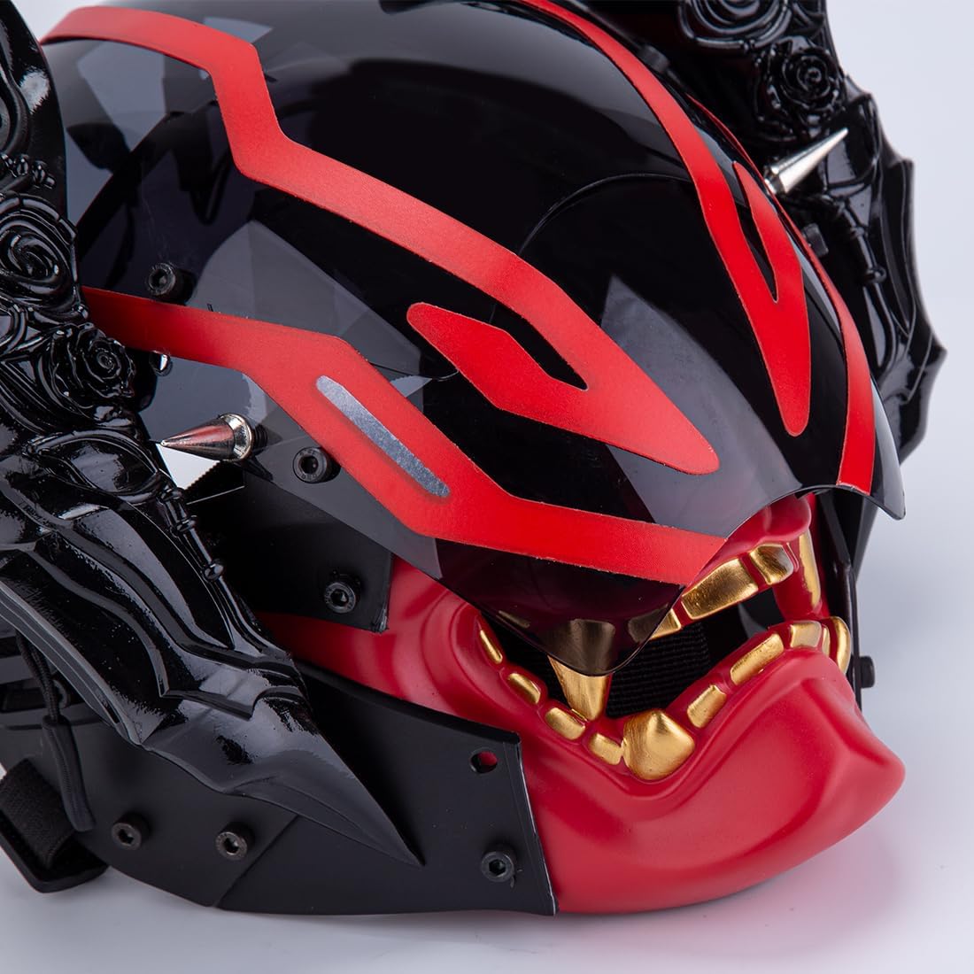 Cyber Future Punk Mask Mechanical Futuristic Punk Masks Helmet Techwear Mask with Rechargable Round Light