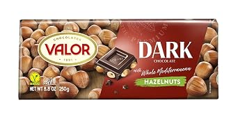 Valor. Dark Chocolate with whole Mediterranean Hazelnuts. 250g 8.75oz.