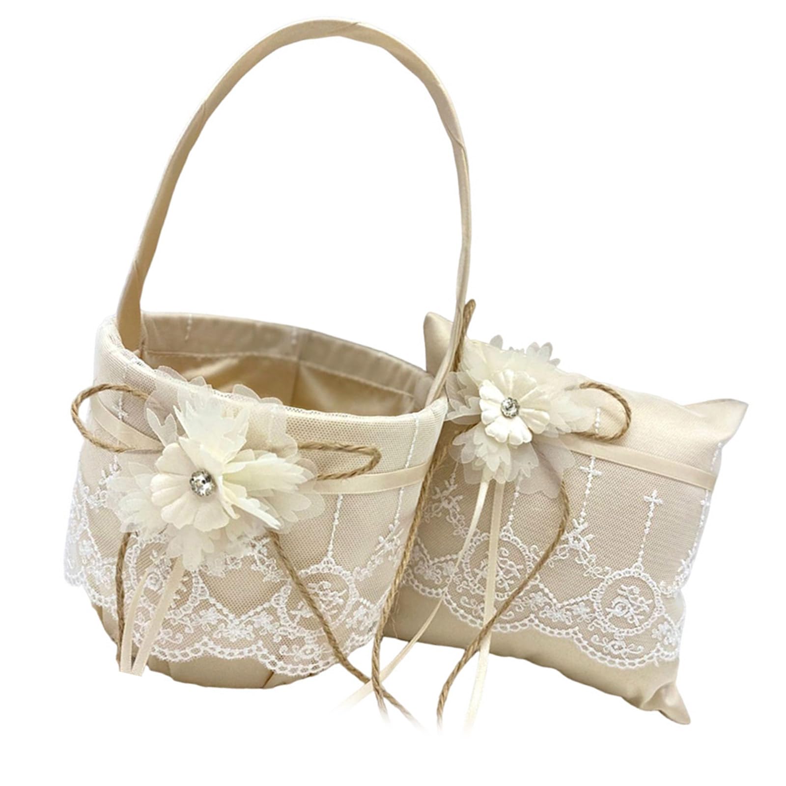 Rings Bearer Basket Punnet Bows Arrangement for Commitment Wedding Ceremony Engagement Decors Wedding Reception Decorative Basket Combo