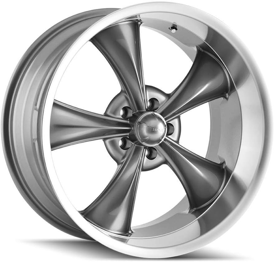 Ridler Custom Wheels 695 Grey W/MACHINED Lip Wheel with Alloy Steel (22 x 9. inches /5 x 83 mm, 0 mm Offset)