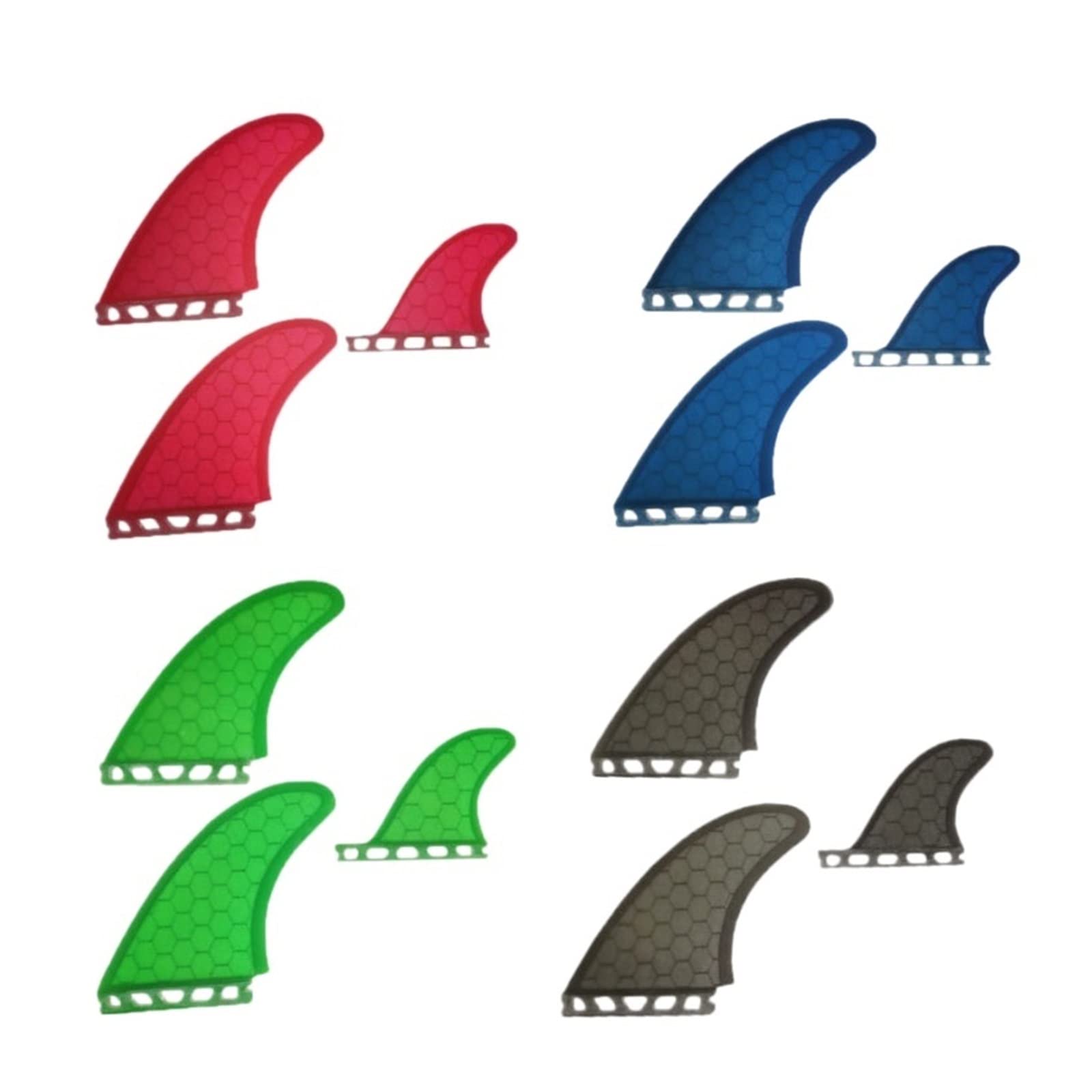 BiLong FUT MR-X Large Twin + Estabilizador Fibra de vidrio Rendimiento Core Tri Fin Aletas de tabla de surf 3pcs Set Aletas de surf,Potente empuje(Rot)