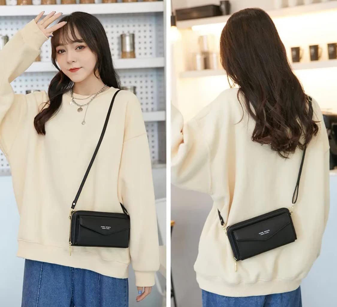 Faux Leather Crossbody Phone Bag for Women, RFID Blocking Touch Screen Wallet Shoulder Handbag with Clear Phone Window - Image 2