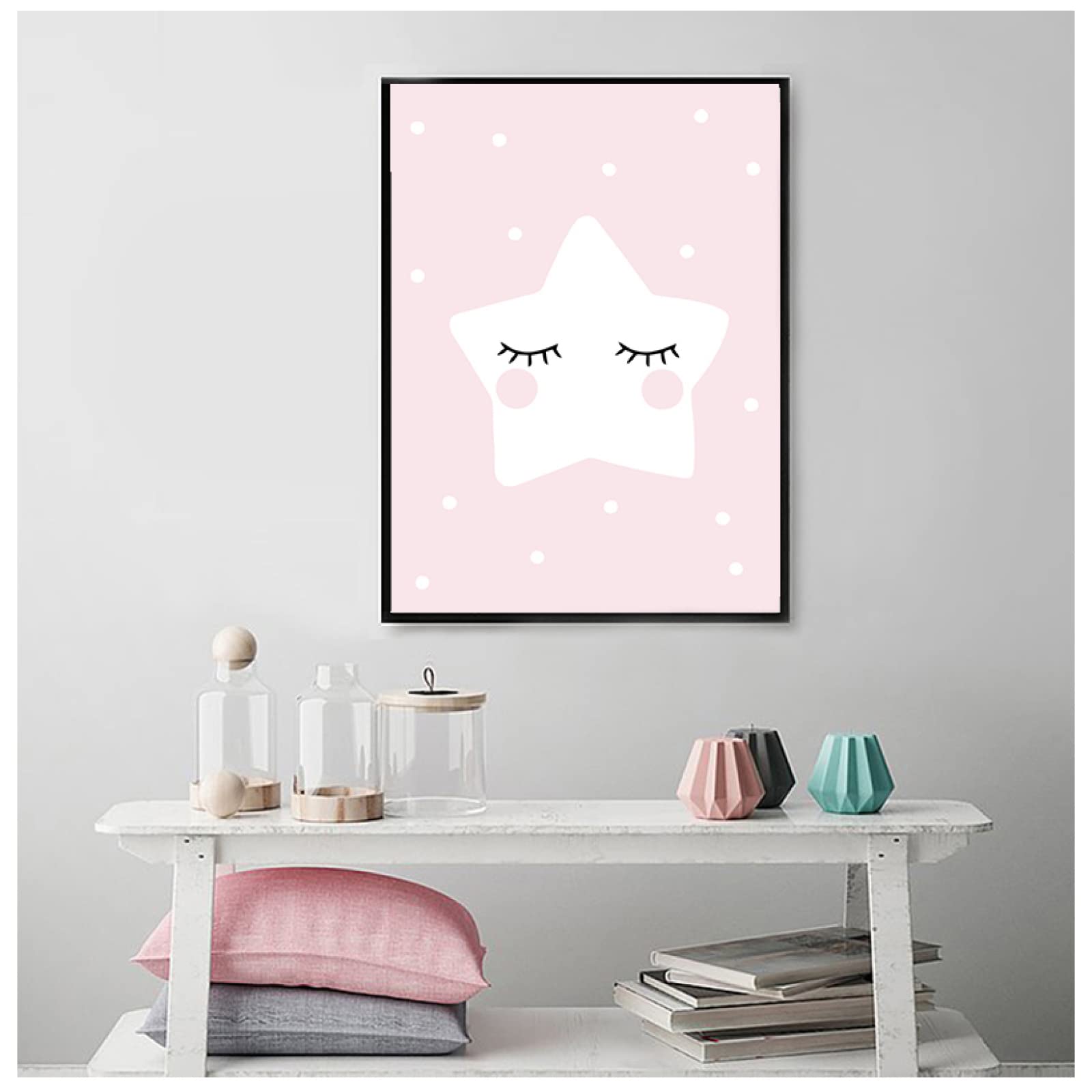 GVOZI D'Impressions D'Art Mural Lune Étoile Bébé Pépinière Mur Art Toile Affiches Imprime Dessin Animé Peinture Nordique Enfants Décoration Photo Bébé Chambre Décor 60x90cm