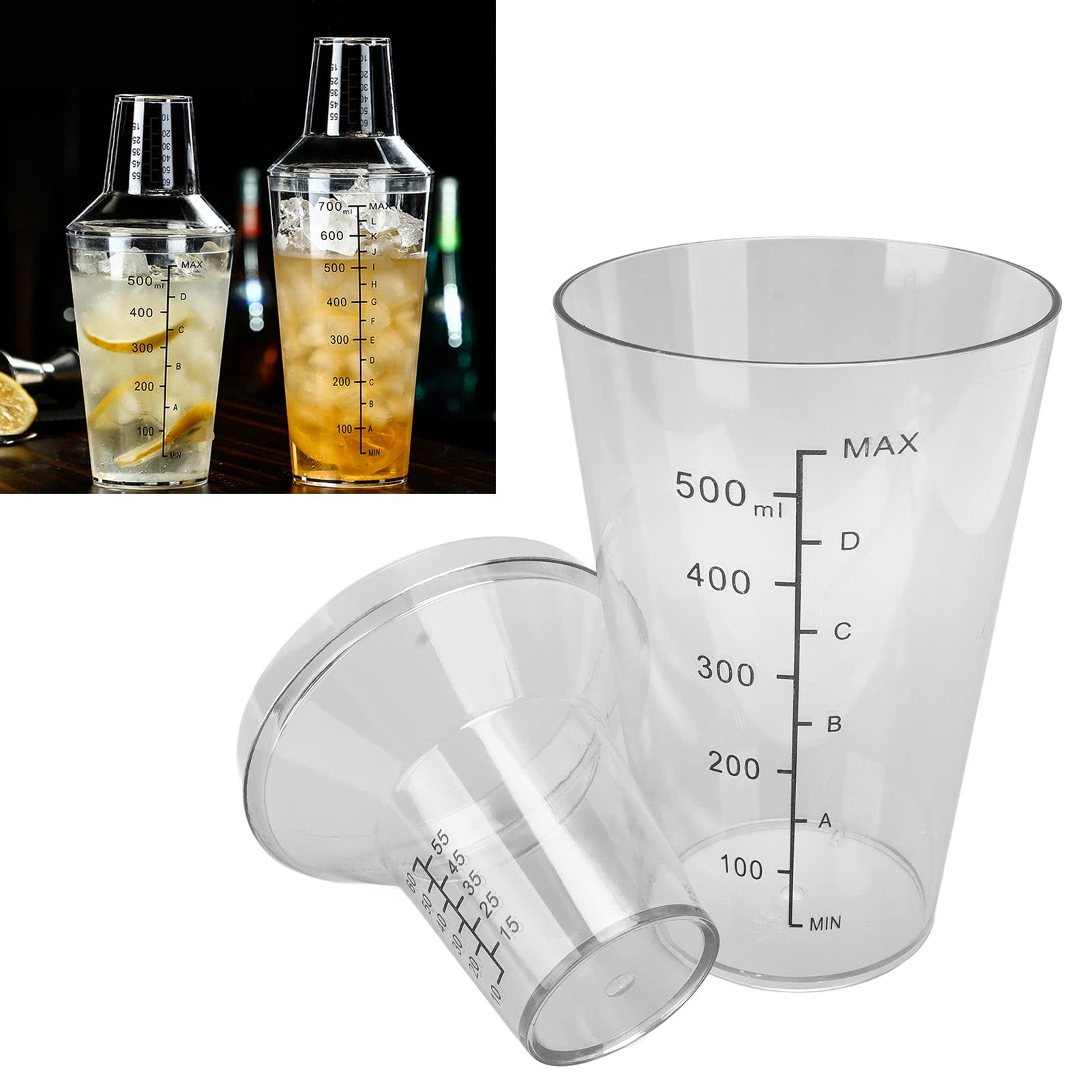 Cocktail Shaker, Cocktail Shaker Set, Shaker Mixer Shaker Cocktail Transparent Shaker, Prevent Spill, for Mixed Drinks, Professional (500ML)