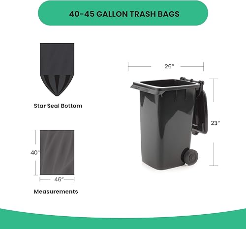 Miniatura 3 de Reli. EcoStrong Bolsas de basura negras de 40 a 45 galones (90 unidades) reciclables y ecológicas, 40 galones, 44 galones, bolsas de basura negras