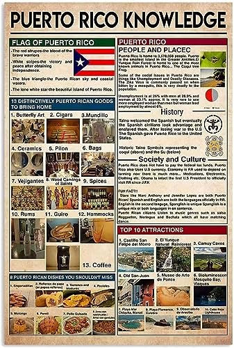 Puerto Rico Knowledge Vintage Metal Tin Sign People And Placec