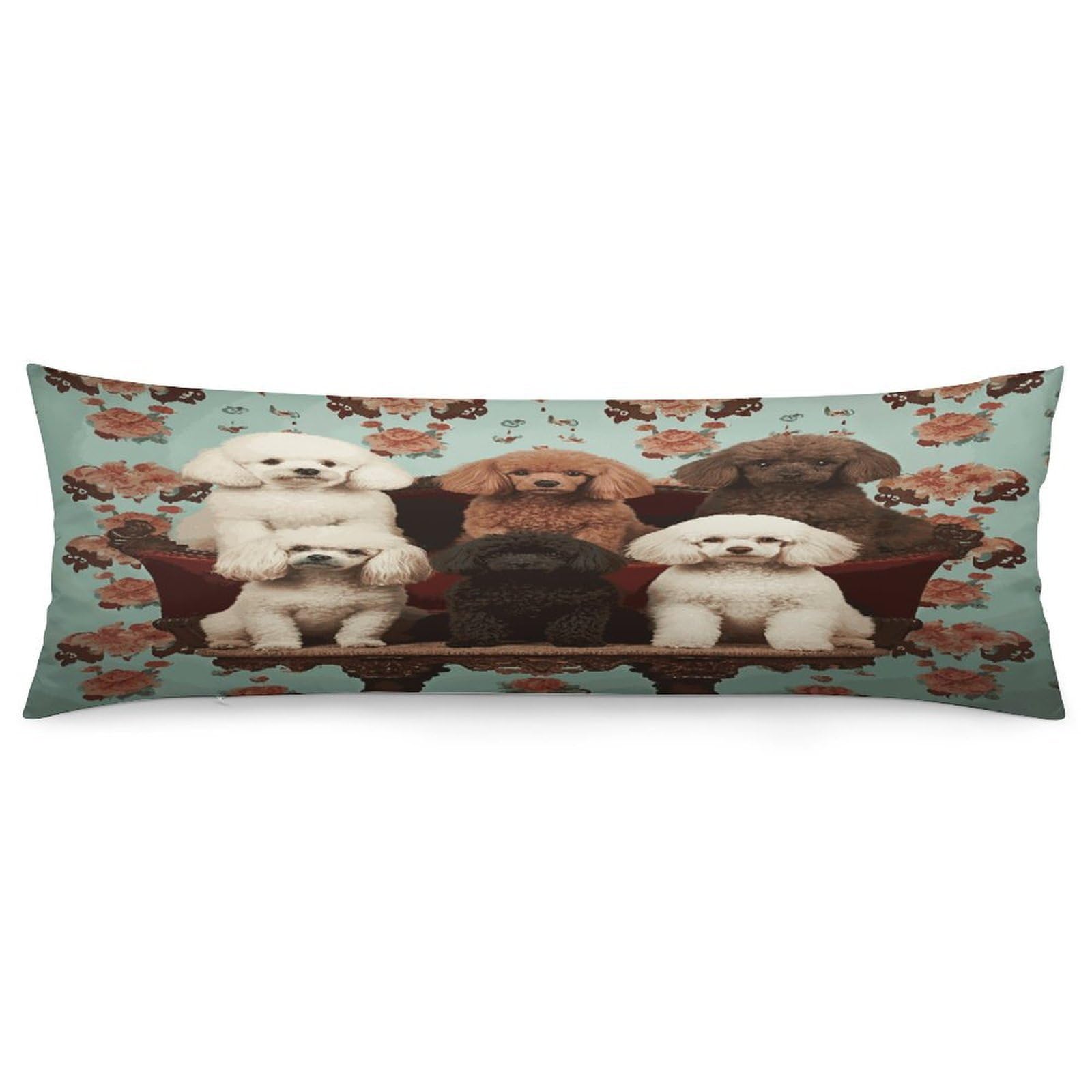 Poodles Dogs Body Pillow Cover Soft Full Long Pillow Cover Decorative Large Pillow Case Cozy Body Pillow Pillowcase Pillow Shams for Bed Sofa Couch Room Decor 18.9 X 53 Inch