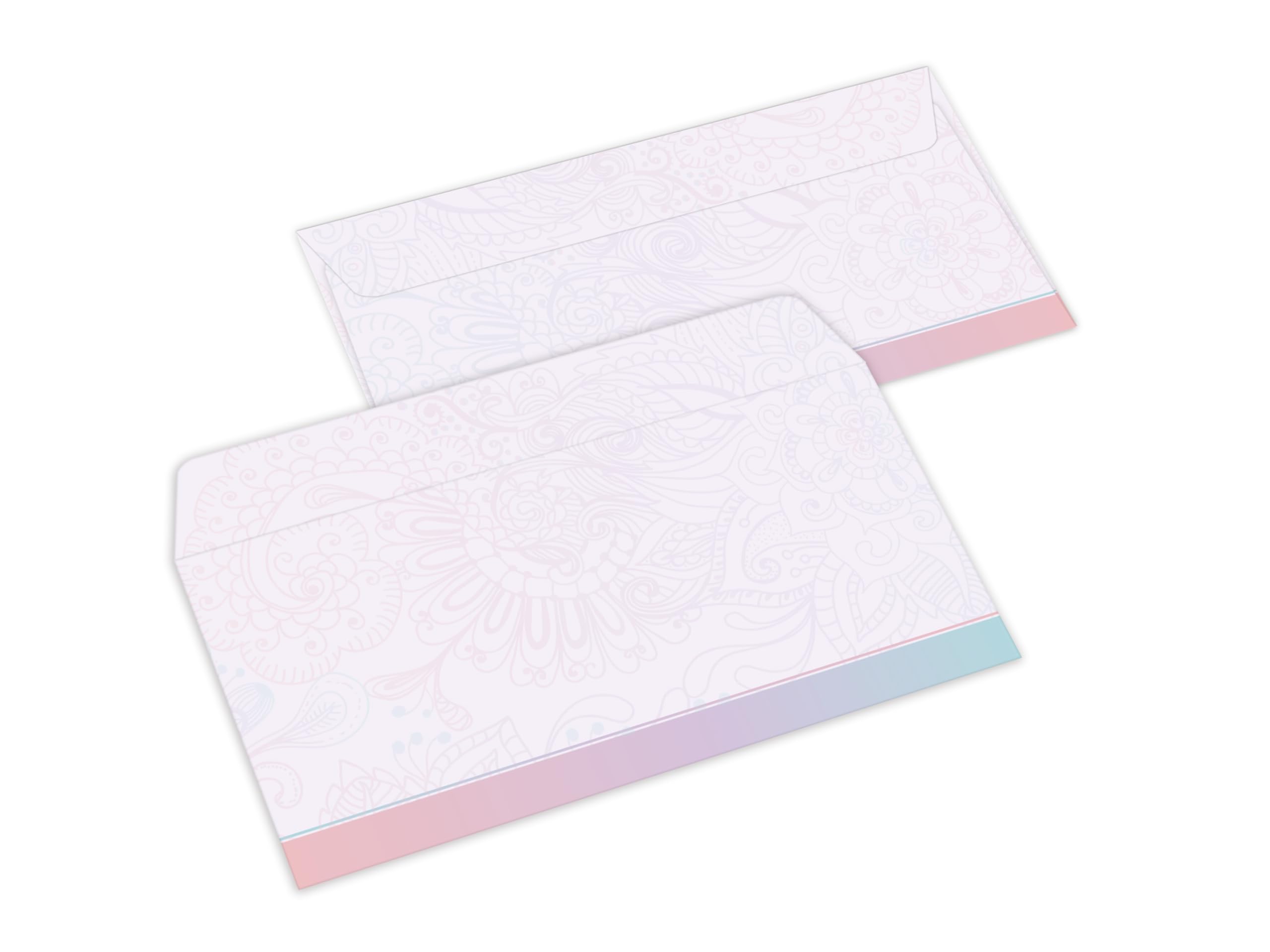 100 Gutscheine DIN lang (21x10,5 cm) mit 100 Kuverts DIN lang (22x11 cm) Ornament Schleife Gutscheine zum Ausfüllen Gutschein Geschenk Karte für Massage Wellness Kosmetik Nagelstudio Spa Beauty