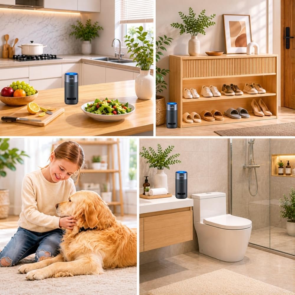 LKT Generador de ozono para automóvil, elimina el olor a humo, el olor desagradable del baño, purificador de aire portátil, desodorante para el hogar, oficina, mascotas, máquina eliminadora de olores