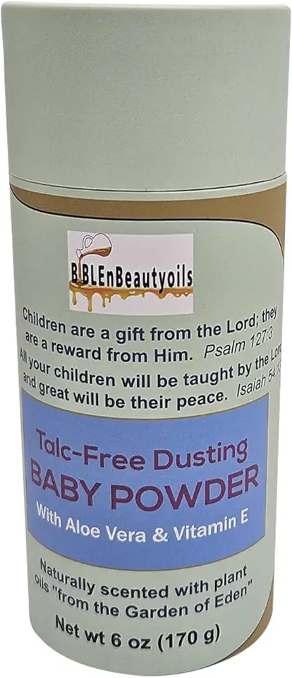 Biblenbeautyoils Talco Para Bebê Sem Talco, Essencial Para Recém-Nascidos, Com Aloe Vera E Vitamina E Para A Pele Delicada Do Bebê, Ingredientes Naturais, Versículos Bíblicos