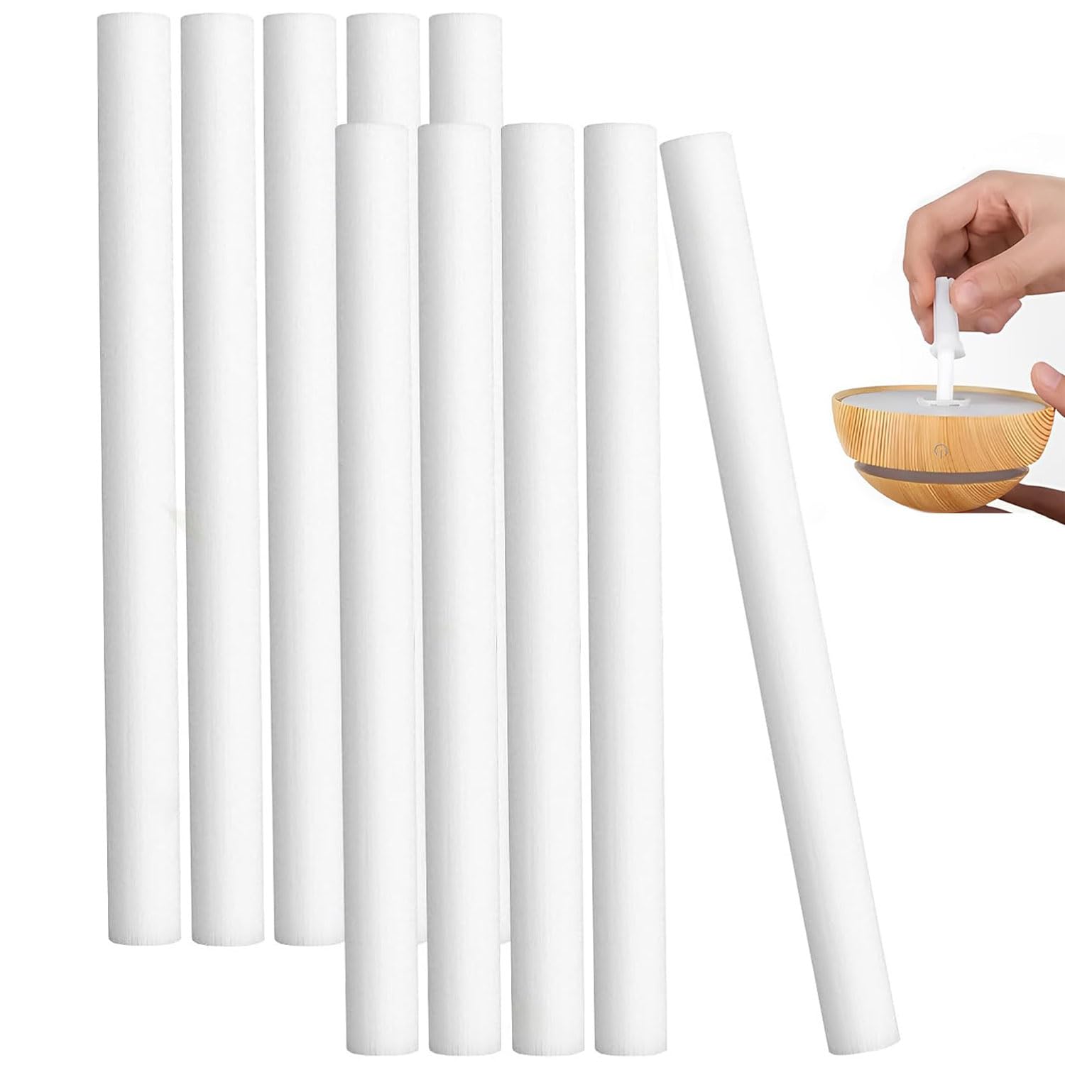 綿棒 加湿器 フィルター 卓上加湿器専用 10個入り 8*183mm 加湿器 替え芯 給水芯棒 卓上加湿器 吸水芯 自由にカットできる