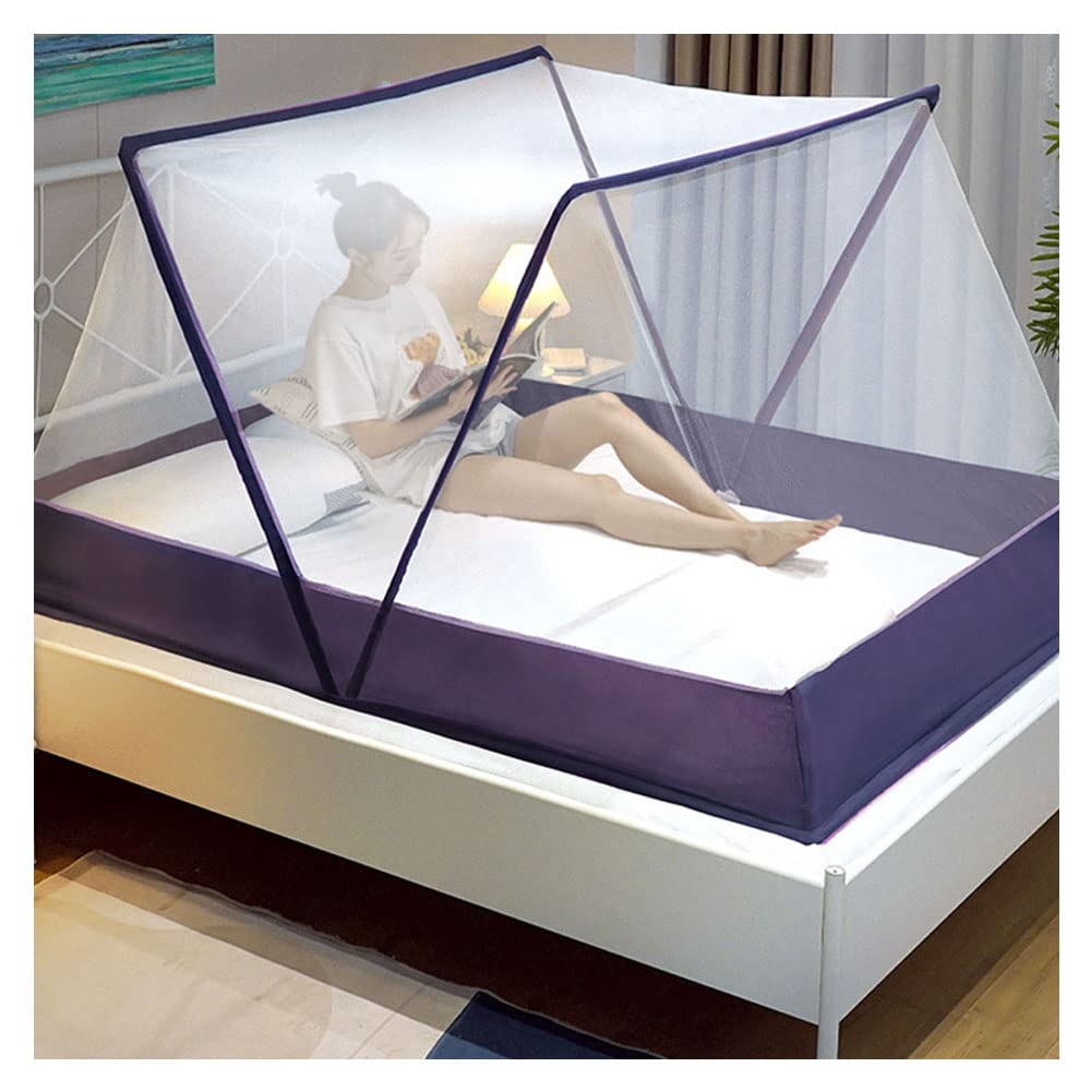 Moustiquaire pliable sans fond à installation rapide pour lit adulte