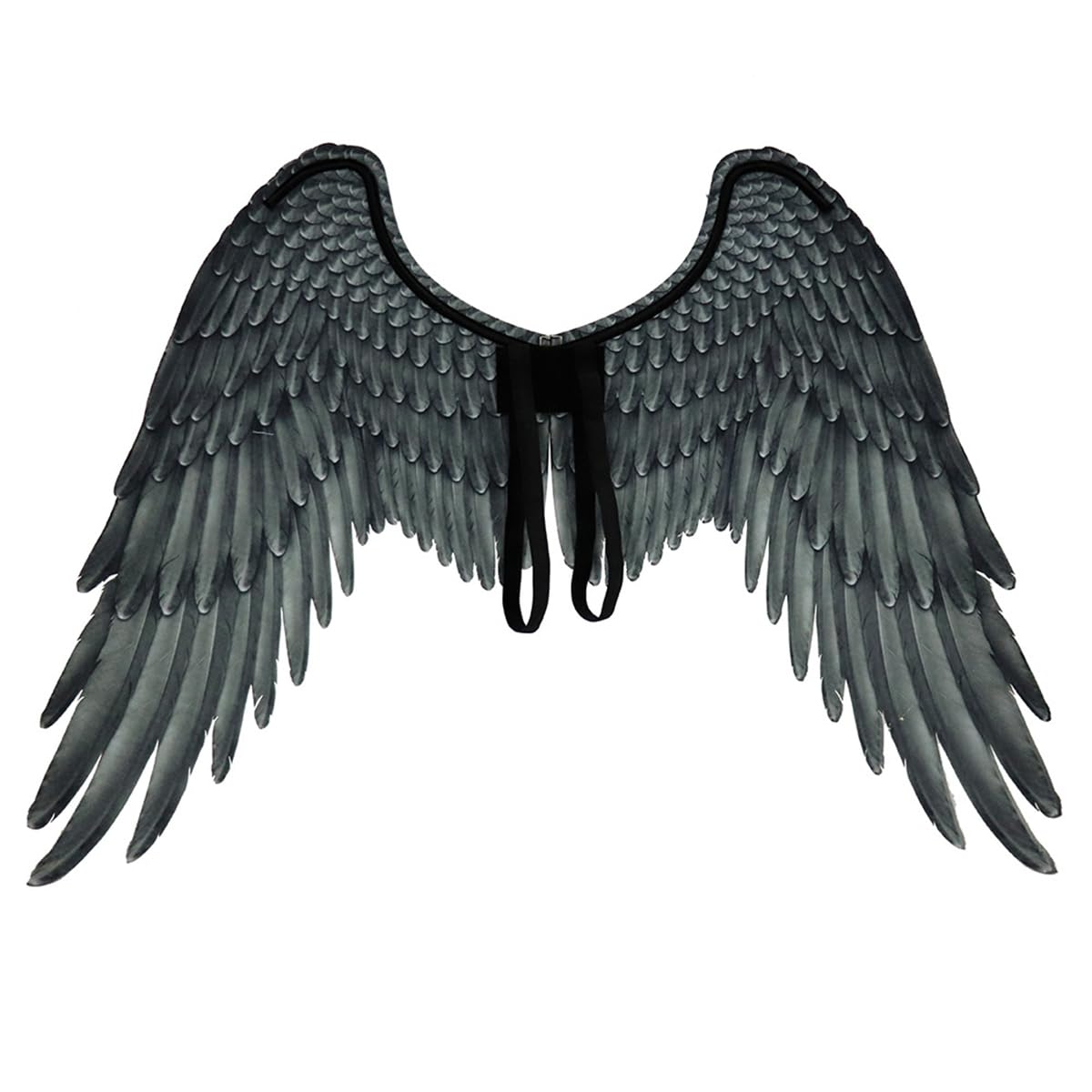 Costume d'ailes d'ange grandes ailes d'ange pour Halloween, accessoires de cosplay, ailes en plumes noires et blanches avec sangles élastiques