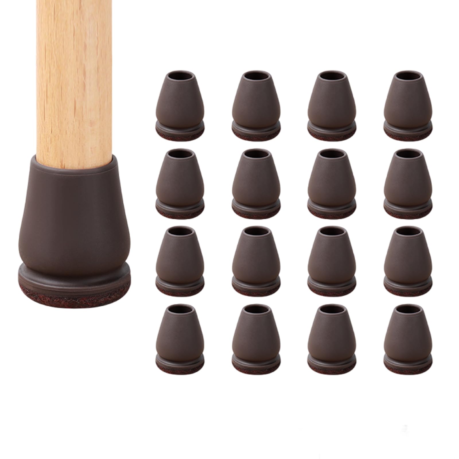 Juego de tapas para patas de muebles con almohadillas inferiores de fieltro para suelos de madera dura, protectores de patas de silla de mesa, tapas de goma incluidas