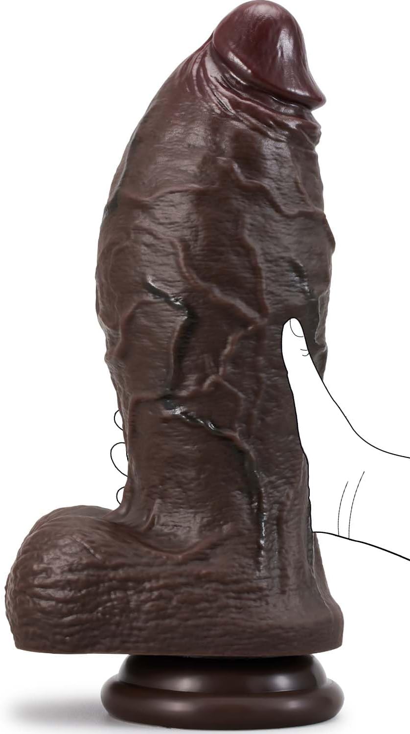9.4 Inch Girth Huge Thick Black Curved Dildo, 10 Inch Long Big BBC Dual Density Dildo with Powerful Suction Cup, G-spot and Anal Wide Play Adult Penis for Experienced Men and Women