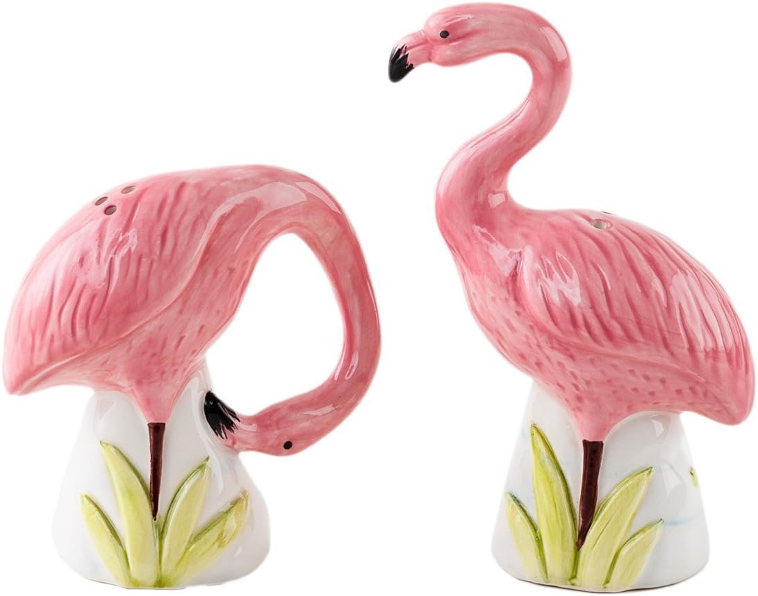 One Hundred 80 Degrees Pretty Pink Flamingo Pair Salt and Pepper Shaker Set