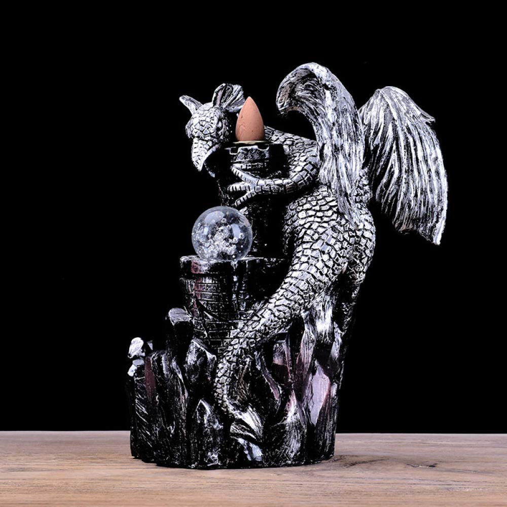Estatua Escultura Retro Resina Reflujo Dragón ala Cerámica Cono Artesanías Base De Incienso Decoración del Hogar