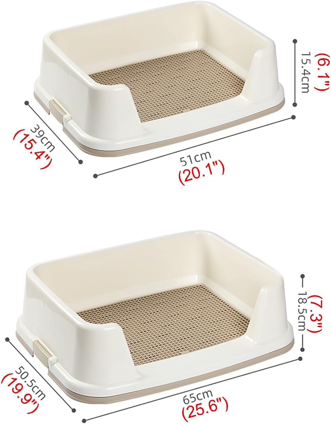 Detachable Dog Toilet with Enclosure Non-slip Bottom Design Easy to Clean Small and Medium-sized Dog Urine Potty Spot Toileting Three-layer Split Design Puppy Training Trays(Pink,51x39x15.4cm)