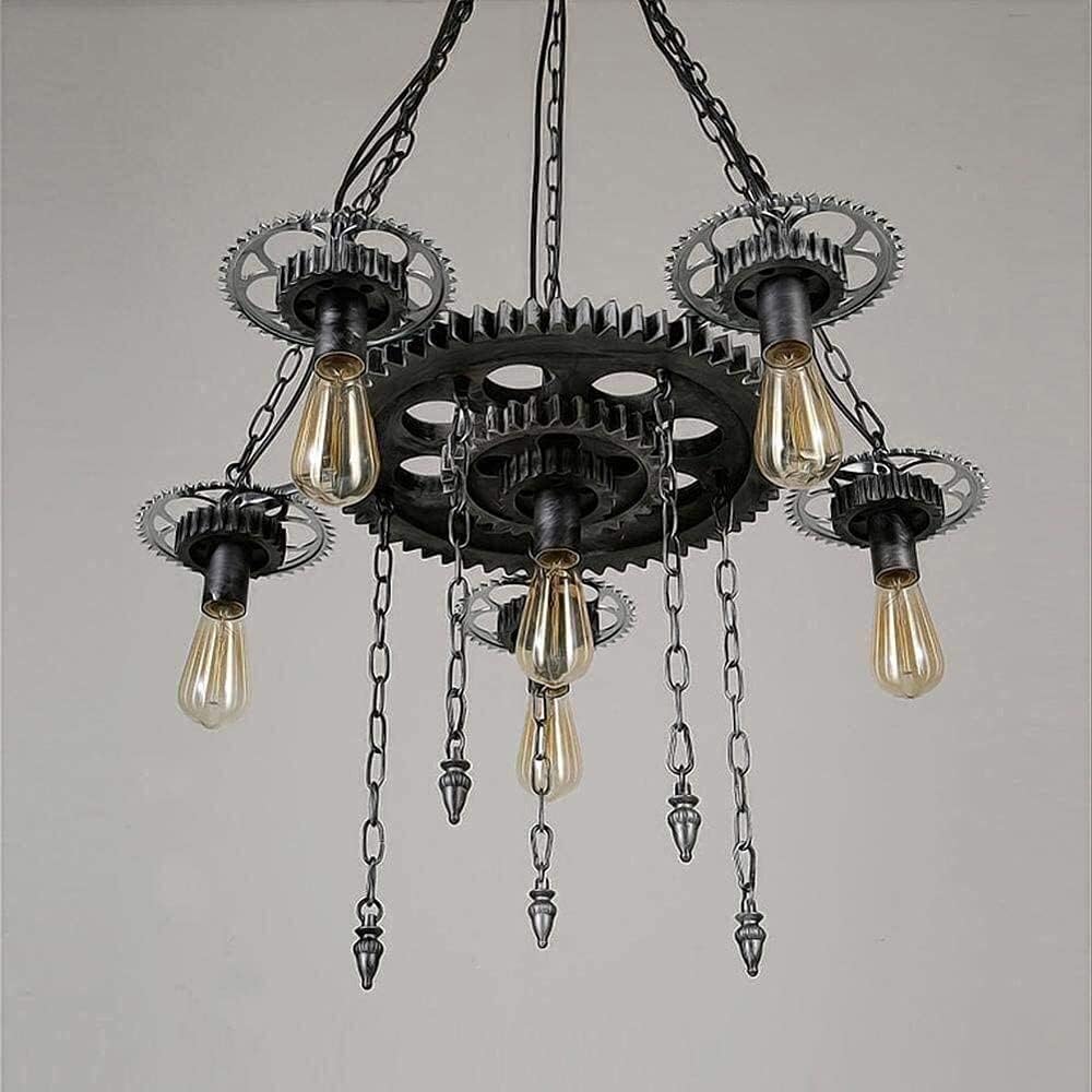 Table lustre personnalisé rétro E27 et suspension industrielle 6 têtes
