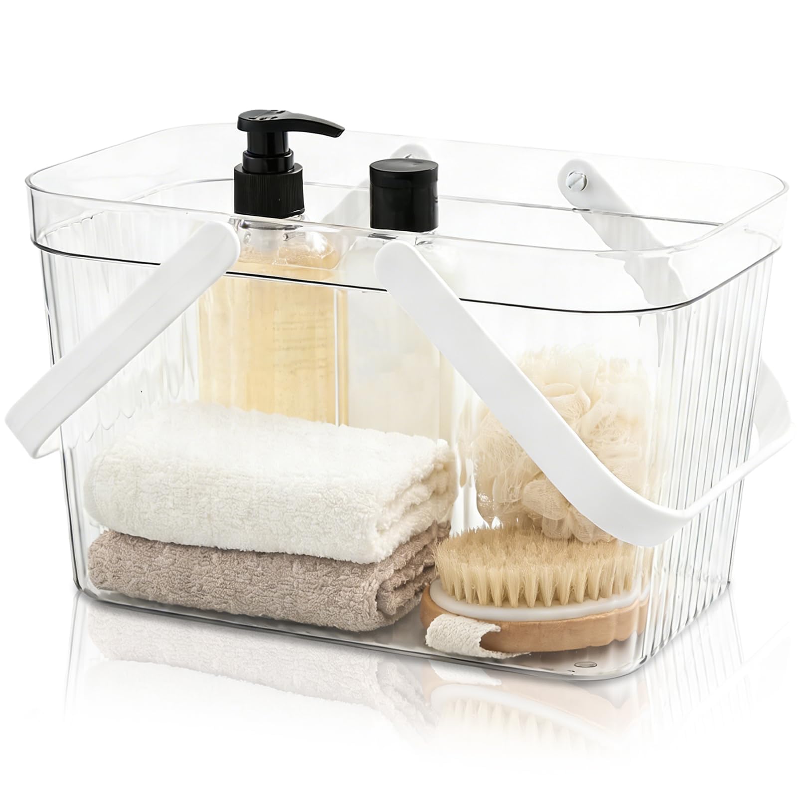 HERCHR Bathroom Shelf Shower Caddy Storage Bathroom Caddy with Handle 10.5×6.9×6.7in Clear Portable Cleaning Supply Storage Organizer for Shampoo Toiletries Kitchen Accessories