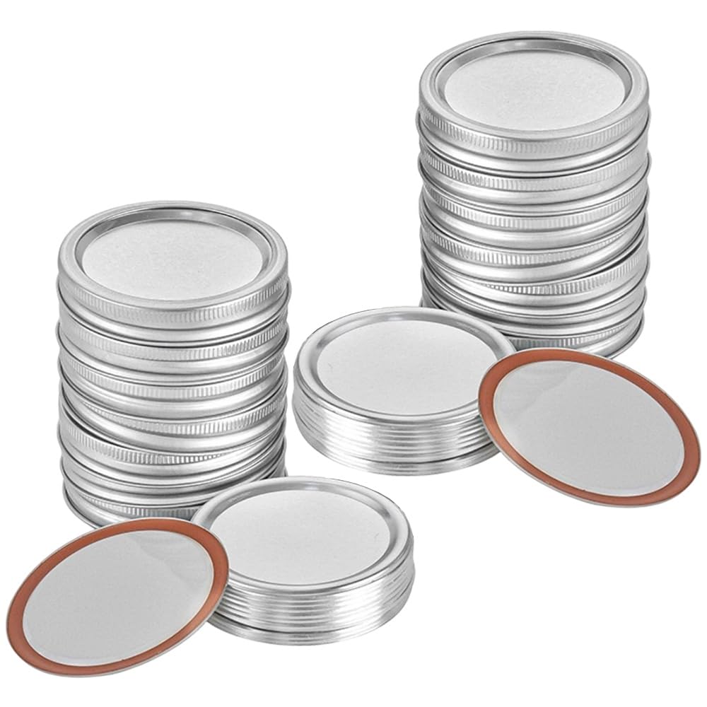 Zguziji Silver 15 Pcs Mason Jar Lids 70Mm Standard Mouth Tinplate Regular Canning Lids