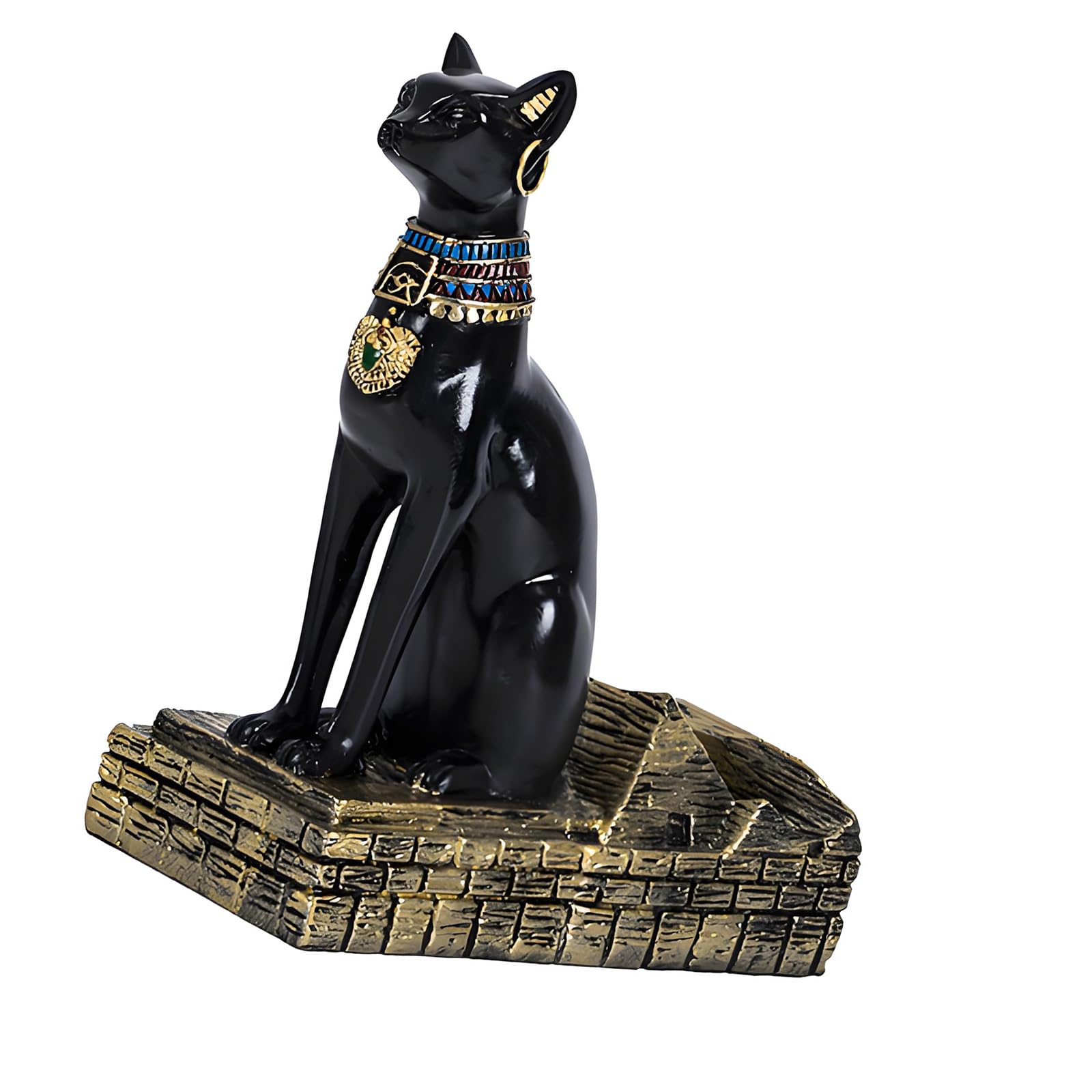 Kalttoy Creative Egyptian God Wine Shelf Elegant Resin Bastet Anubis Statue Wine Bottle Rack for Theme Night and Party Gift Resin Shelf