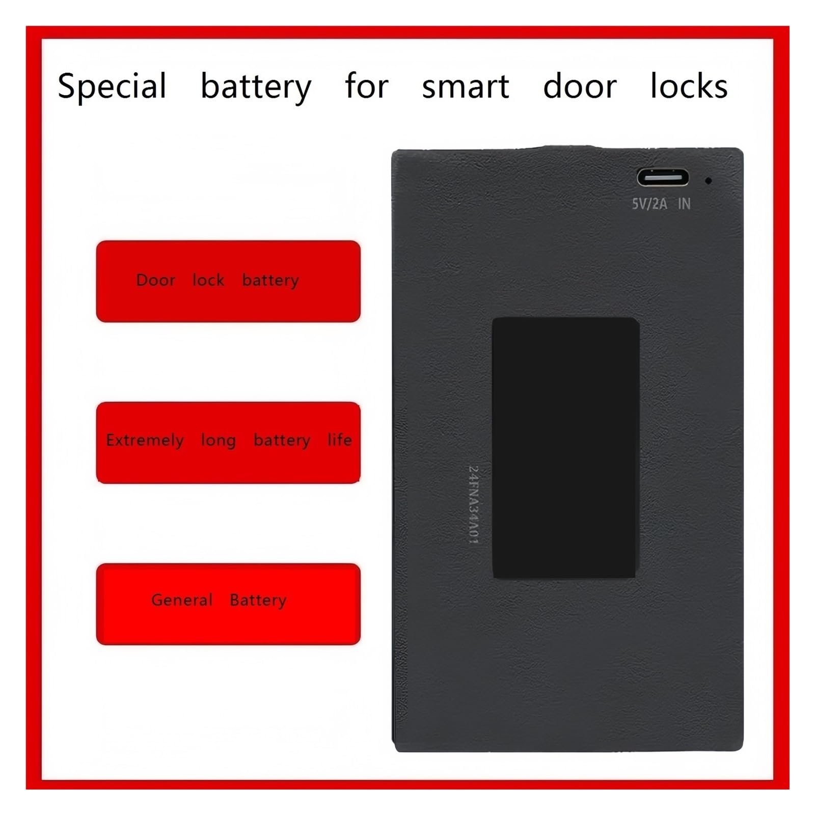 Batteria ricaricabile for blocco impronte digitali da 5000 mAh