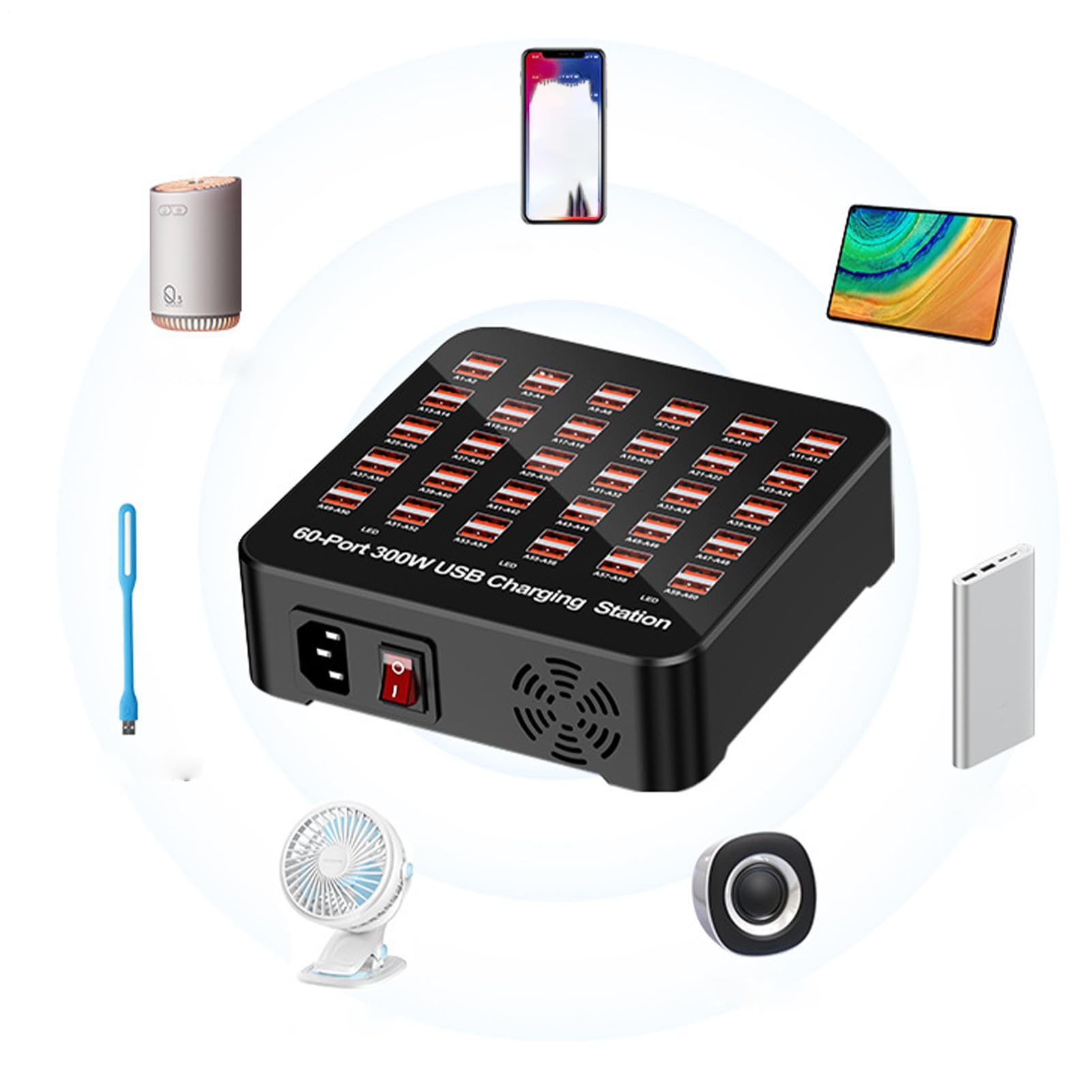 Stazione Di Ricarica Per Multipli Dispositivi Hub di Ricarica Multipla | Presa Intelligente per Laptop PC Smartphone Casa Ufficio Viaggio