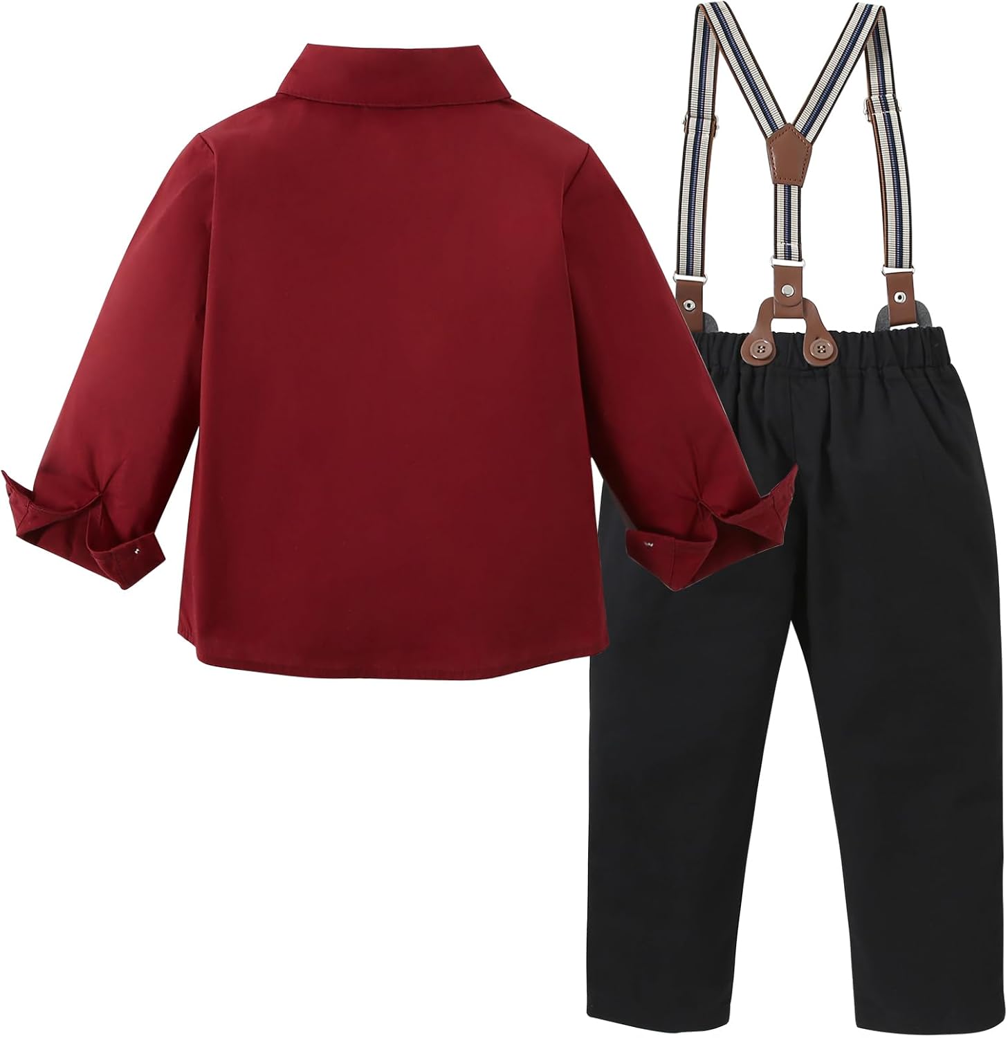 DISAUR Boy Suits Boys Wedding Outfit Dress Shirt with Bowtie/Suspender Pants for Formal Occasion 6-10 Years - Image 7