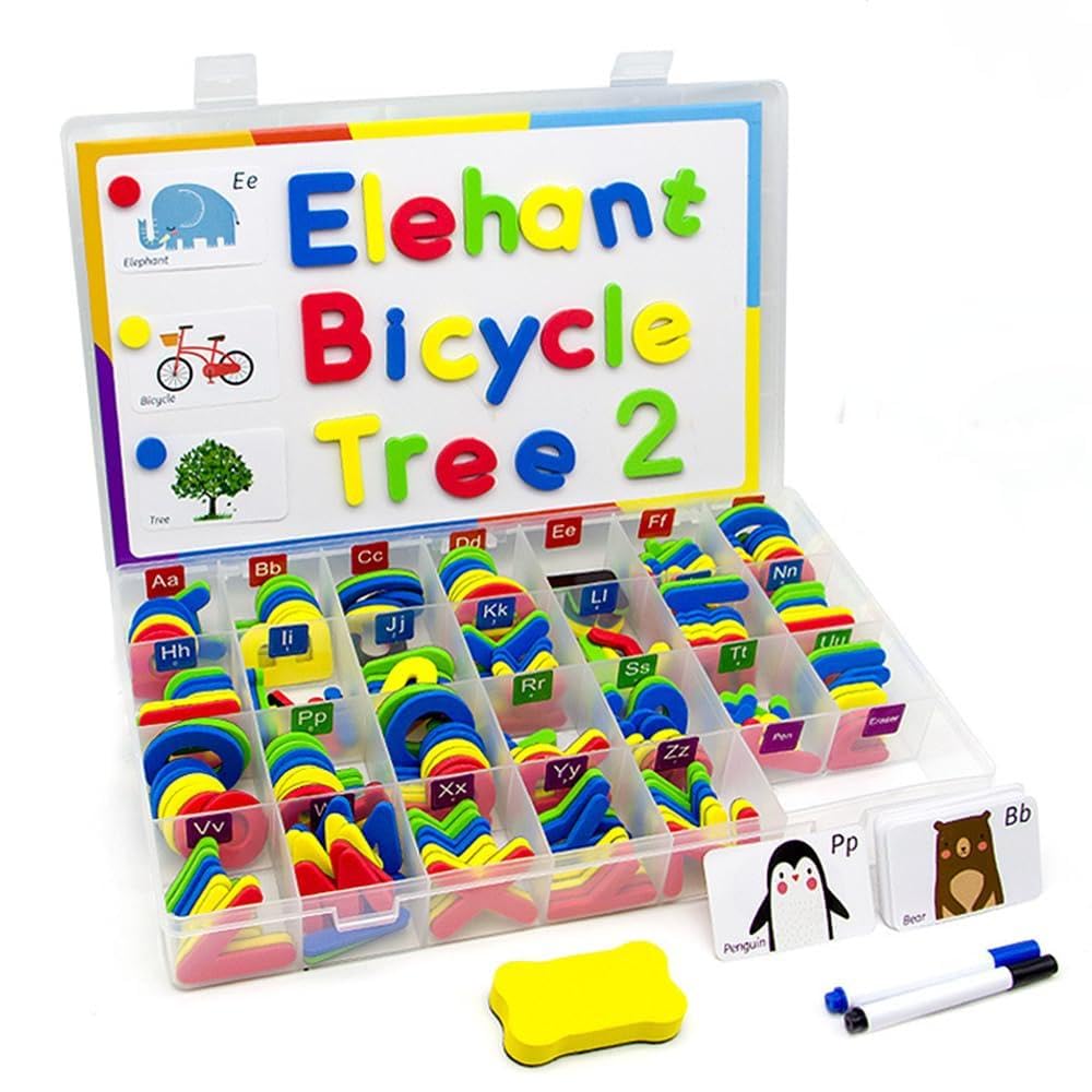 Lettres et chiffres magnétiques pour enfants avec tableau et 329 aimants en mousse