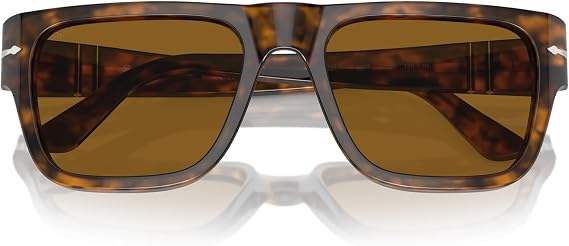 Persol PO3348S Sunglasses, Striped Brown/Light Blue, 55 mm