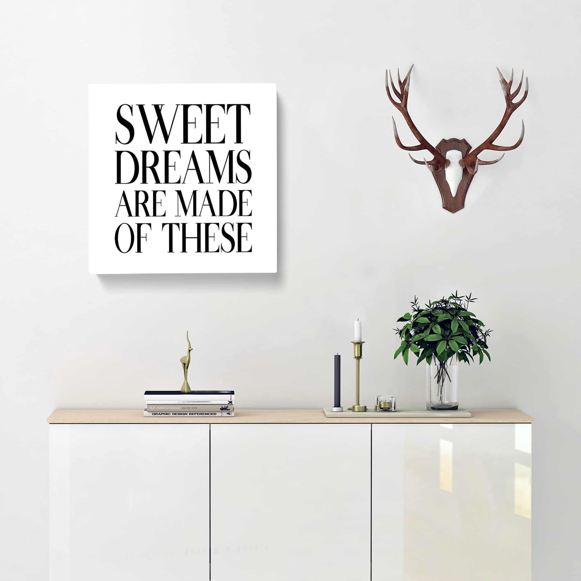Sweet Dreams Modern Typography Quote Canvas Print, Mixed, 35L x 35W cm - Image 3