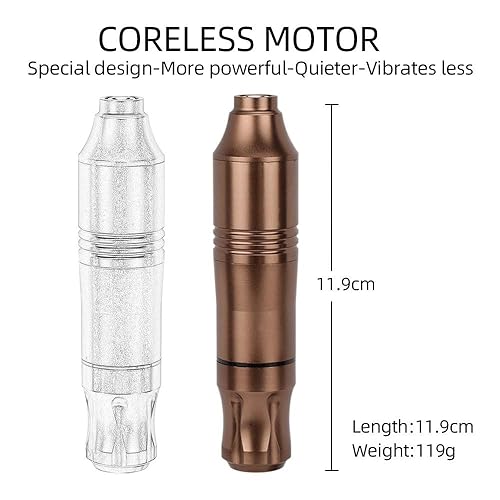 Miniatura 4 de ATOMUS - Kit de máquina de tatuaje giratoria, cartucho estilo bolígrafo de tatuaje, ametralladora con fuente de alimentación, 50 piezas, agujas de