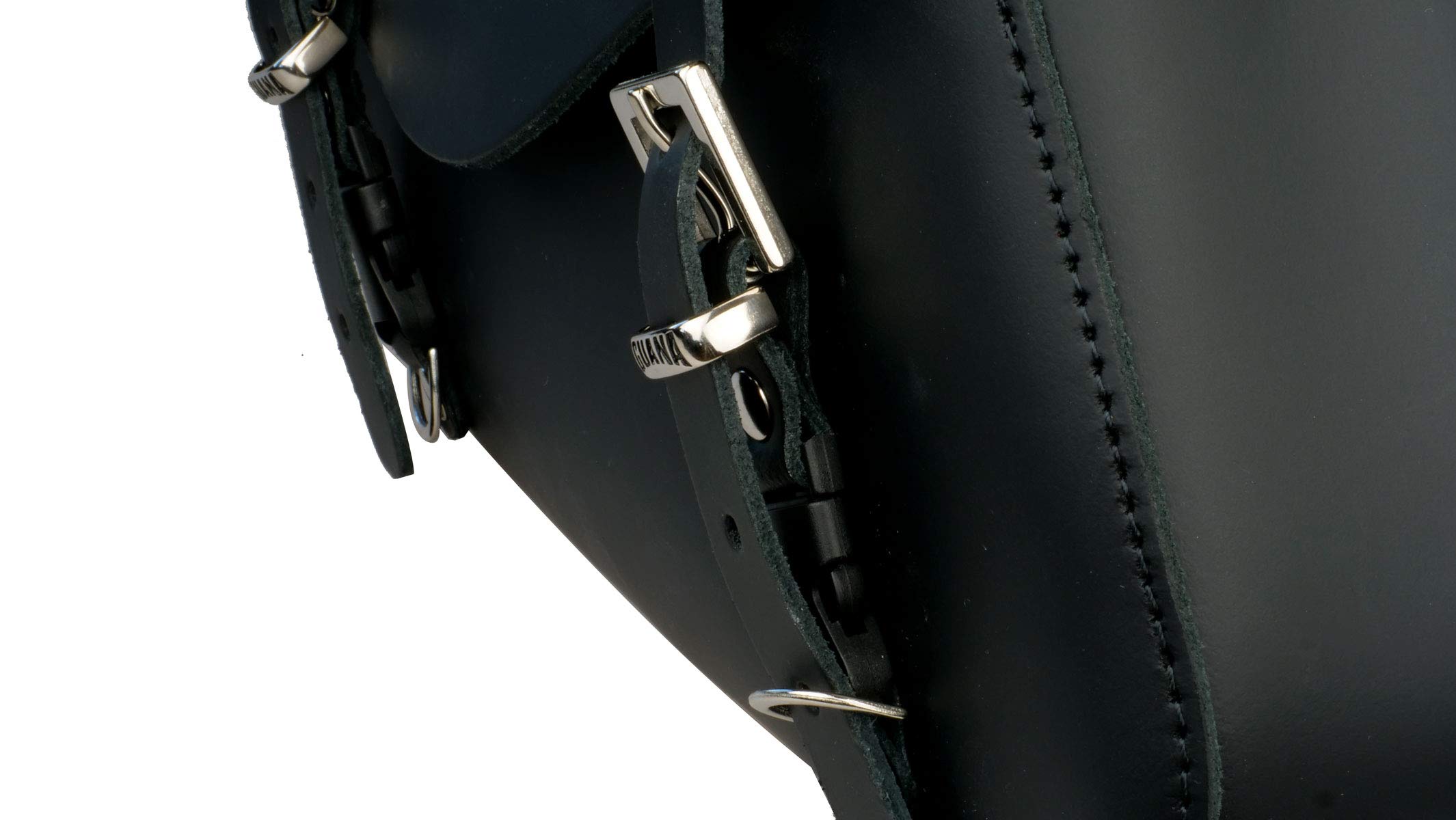 Iguana Custom Alforja de Cuero para basculante con Cierres rápidos y Enganche para candando específica para el Lado Izquierdo de la Harley Davidson Sportster Fabricada a Mano en España auténtica Piel