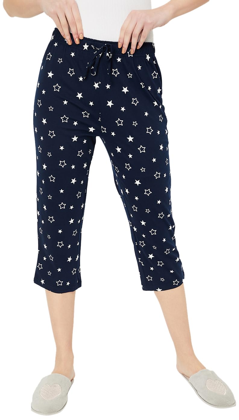 Women Star Printed Knit Regular Fit Capris