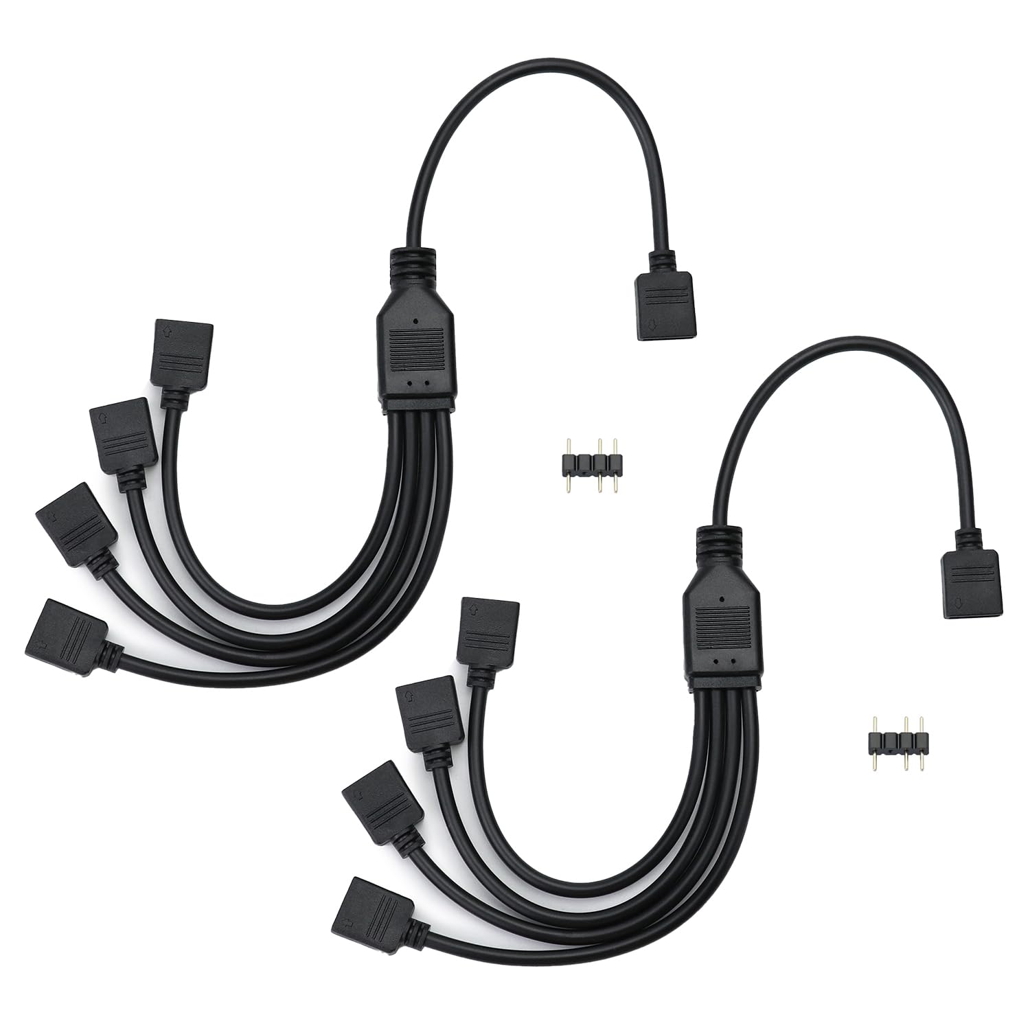 QWORK® 2 Stück ARGB splitterkabel, 5 V, 3-polig, argb splitter, 1 buchse auf 4 stecker, 30cm, für CPU-Kühler und 5 V ARGB-Lüfter