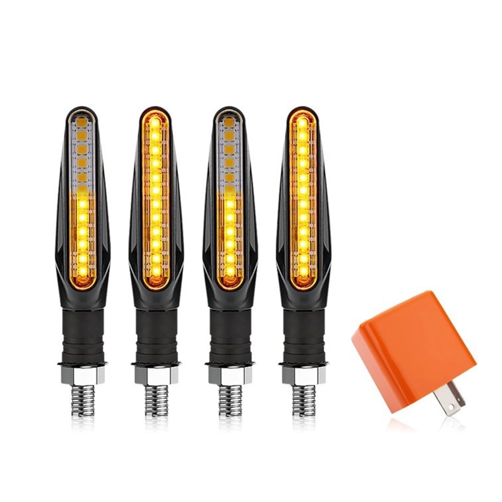 reflektory przednie Kierunkowskazy motocyklowe Bursztynowy migacz Przepływ wody Wbudowany przekaźnik Lampa sygnalizacyjna Migające światła motocykl lampa robocza(4 Pcs and Relay)
