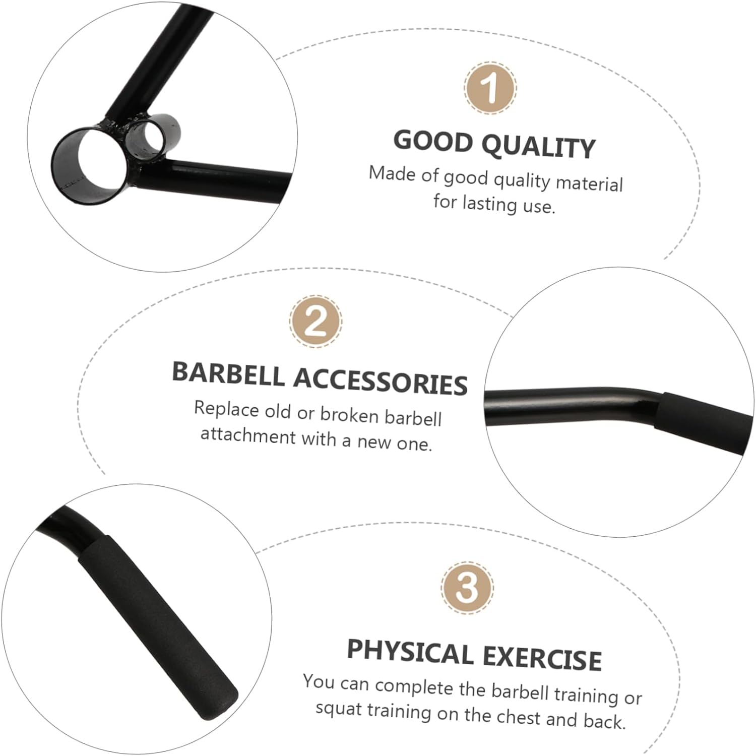 VANZACK Fitness Barbell Attachment Steel T-bar Handle for Back Muscle Training Compact Design for Home Gym and Fitness Replacement for Worn Equipment