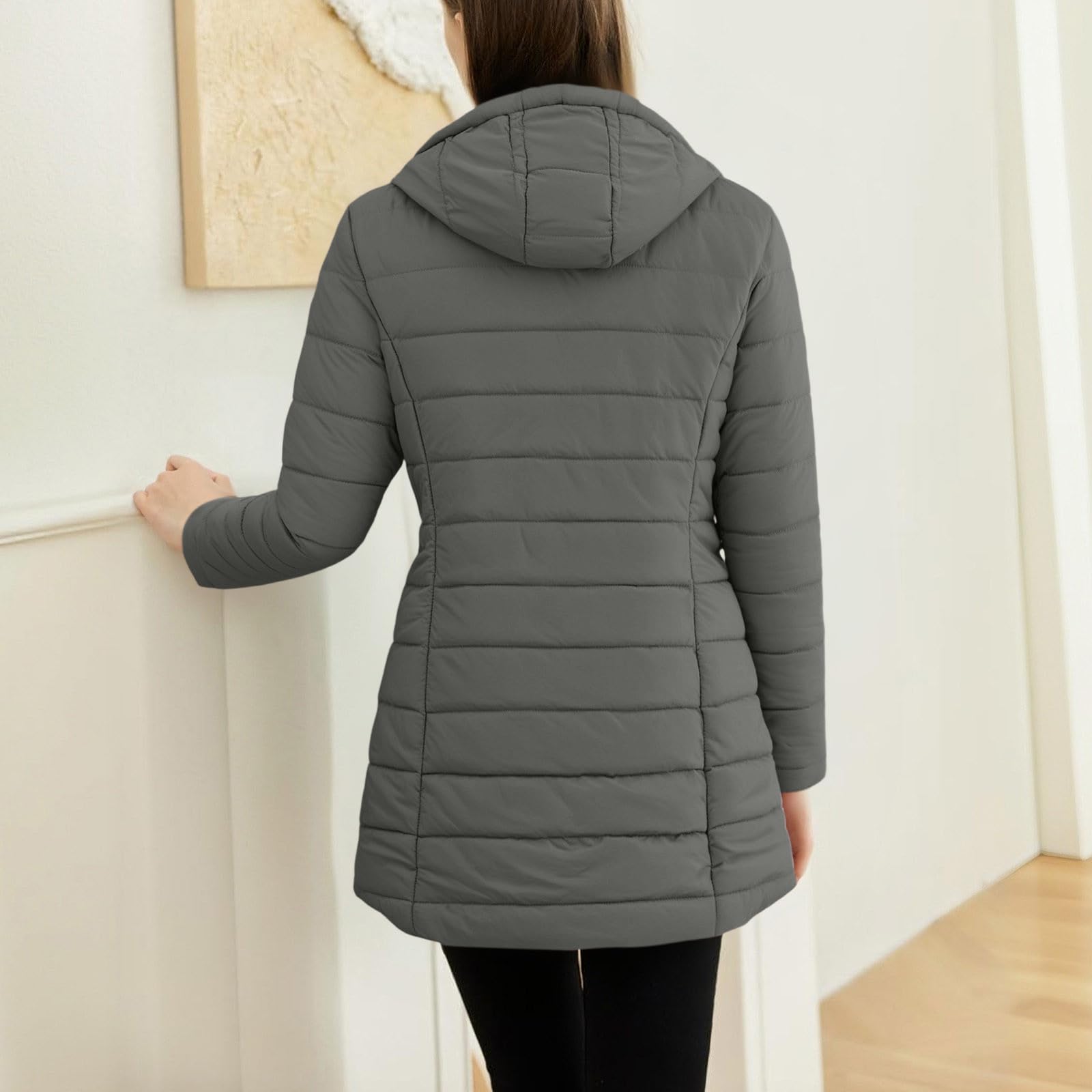 Abrigos de Invierno para Mujer,Chaqueta Acolchada con Capucha y Bolsillos | Abrigo Mujer Cálido Suave Cómodo Chaquetas de Manga Larga con Forro Polar Cazadora Gruesa Casual Otoño Invierno