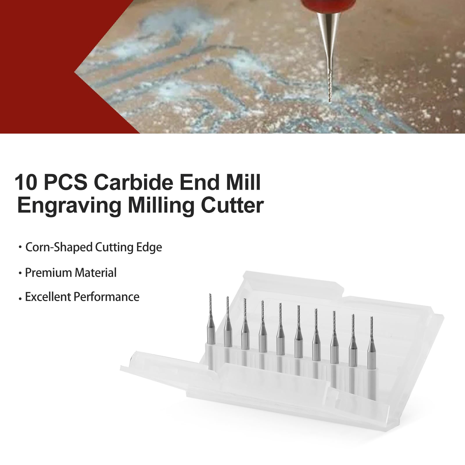 0,5 mm Schaftfräser CED Hartmetall Schaftfräser Gravierfräser CNC-Fräser für PCB-Maschine, 10 Stück