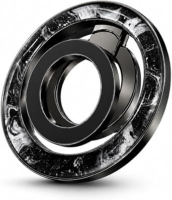 Double Magnetic 360 Rotate Cell Phone Ring for MagSafe, Magnetic Phone Grip, Phone Ring Holderwith Adjustable Kickstand for iPhone 17/16/15Plus,Mini,Pro, Pro Max, Black