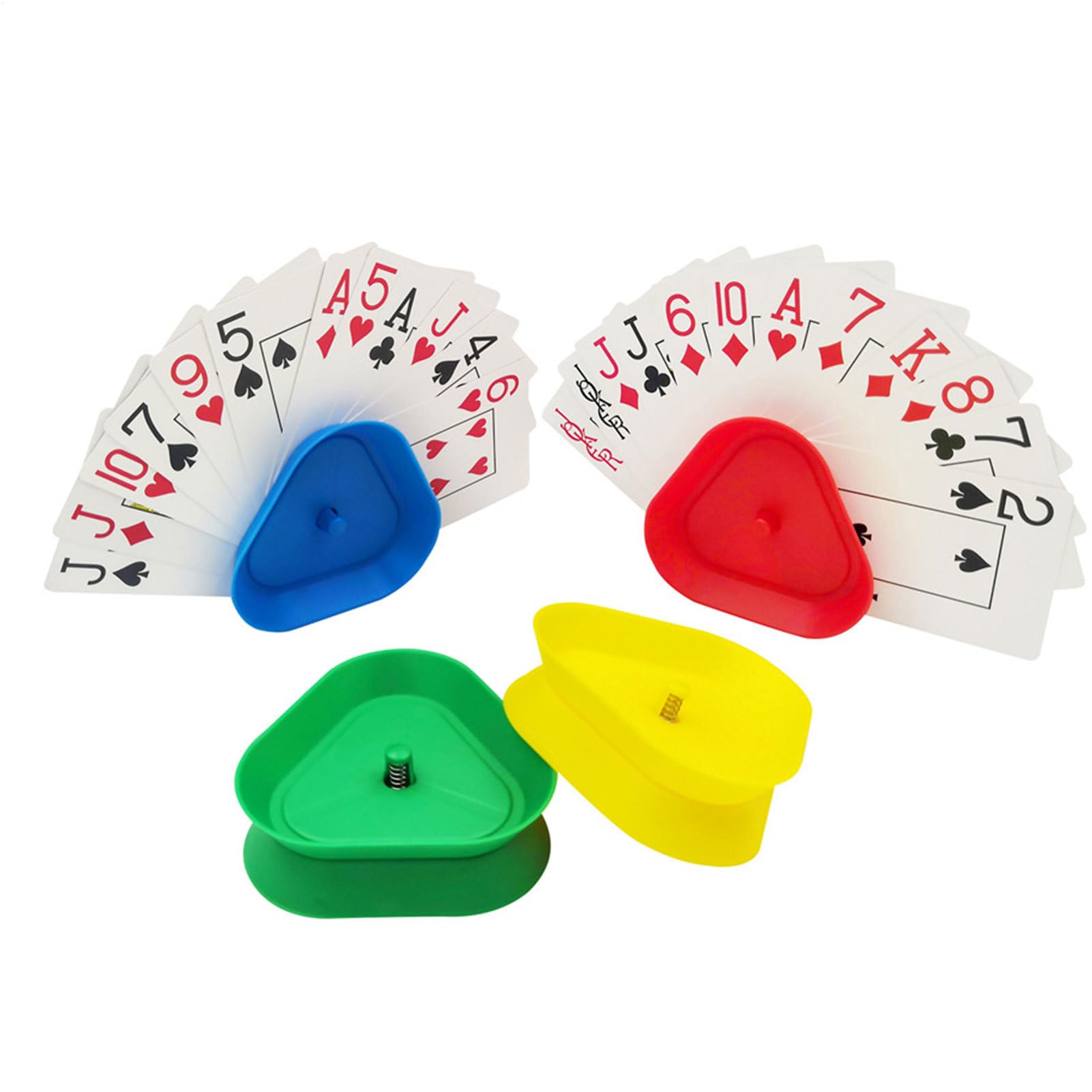 4pieces Playing Card Holder | Triangle Standing Cards Games Holder | Supports Various Sizes Of Card | 4 Colors Cards Games Bracket For Poker Parties, Kids, Adults, Seniors