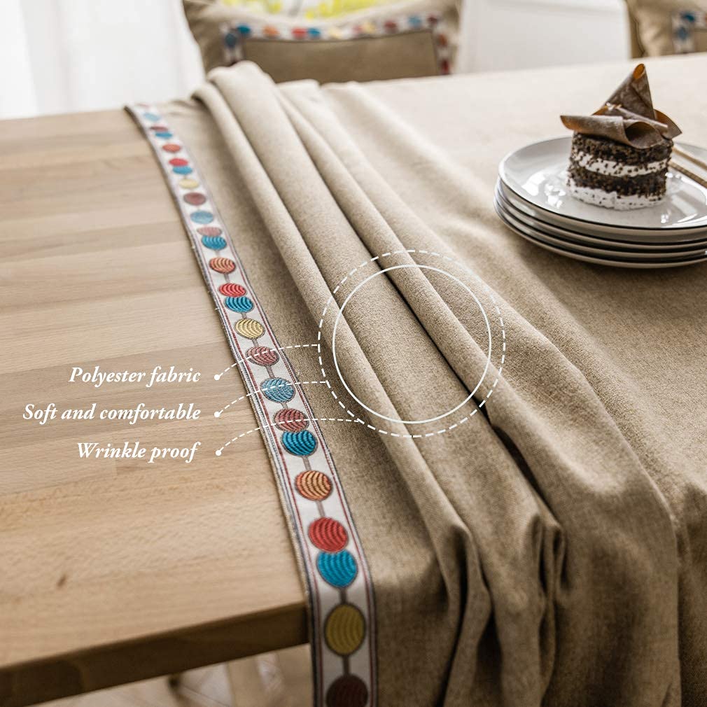 Nappe Rectangulaire Pahajim 100x160cm - Coton Et Lin Imperméable - Anti-Tache - Déco Table Jardin Ou Cuisine