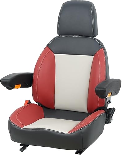 Asiento universal de tractor, asiento de carretilla elevadora con cinturón de seguridad y respaldo ajustable, reposacabezas reposabrazos para