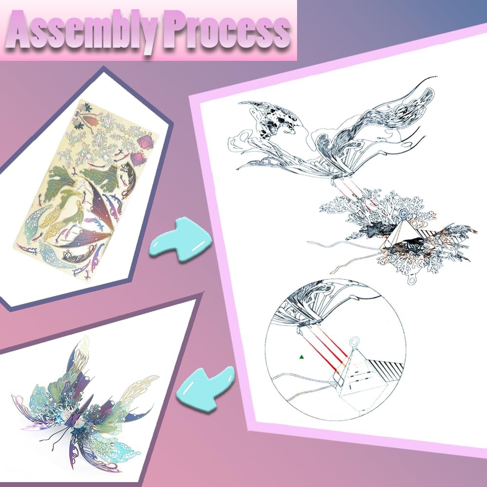 3D Metal Puzzles for Adults,Butterfly Model Building Kits,Cute Insect Design,Brain Teaser Puzzle,DIY Mechanical Assembly Kit Creative Ornament Suitable for Home Decor Art Craft (Blue)