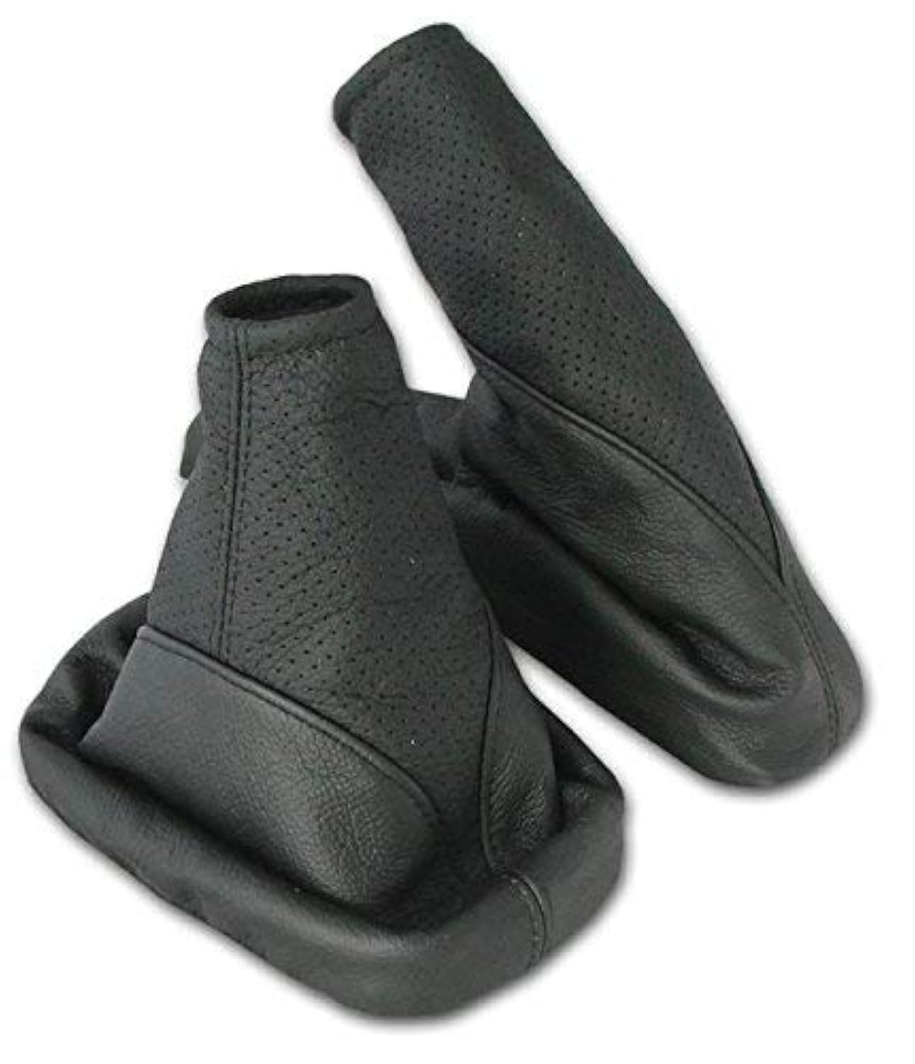 L & P Car Design Shift Boot and Handbrake Cuff Set for Corsa C Leather Black-Perforated