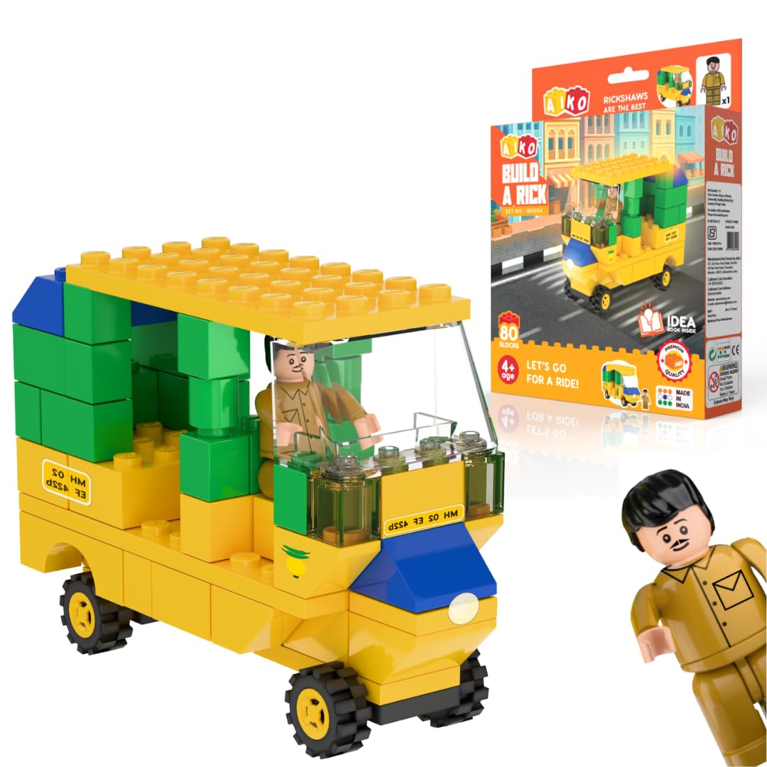 AIKO | Build-a-Rick | Build Your Own Auto Rickshaw Toy | STEM Building Block Set | Compatible with Major Brands | Ages 4+-image-9