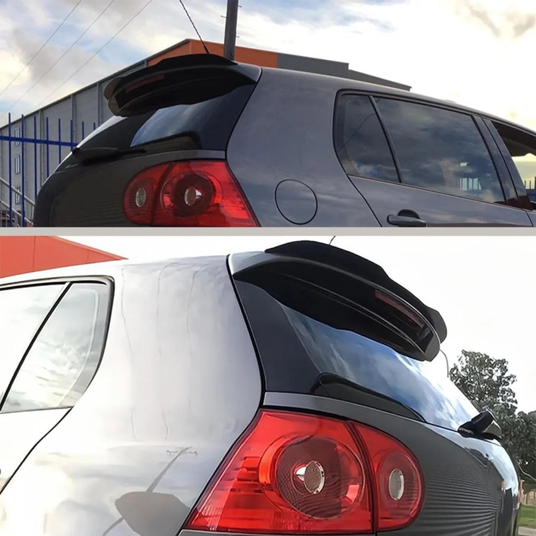 Spoiler Posteriore per alettone sul Tetto dell'auto per VW Golf 5 MK5 R32 GTI R, Spoiler Posteriore per berlina in ABS, Nero Lucido/Aspetto in Fibra di Carbonio,Glossy Black