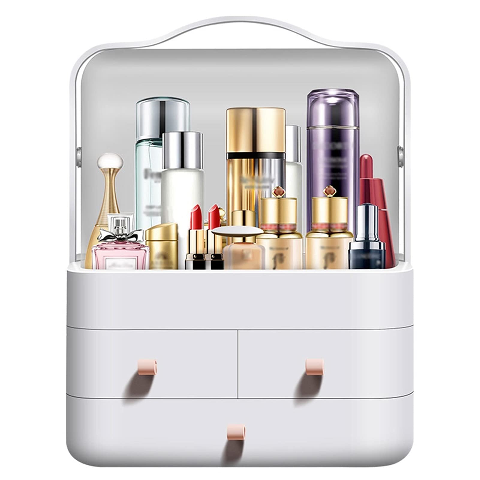 HDBCYUAZ Large-capacity Cosmetic Storage Box Desktop Jewelry Lipstick Makeup Brush Finishing Dressing Table Skin Care Product Rack(S)